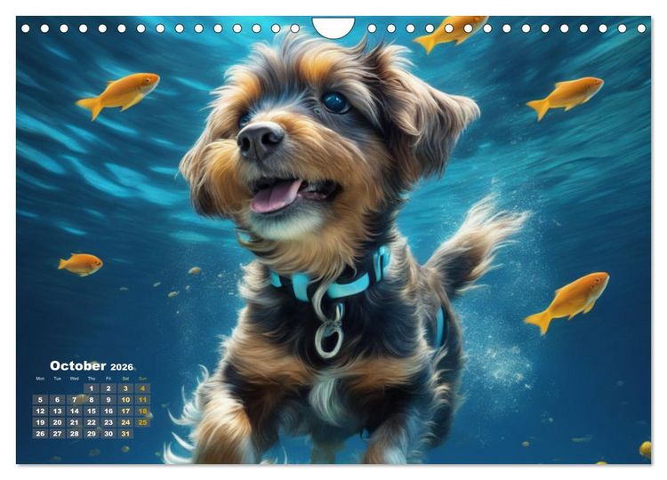 Produktbild: Dogs: intrepid swimmers (Wall Calendar 2026 DIN A4 landscape), CALVENDO 12 Month Wall Calendar