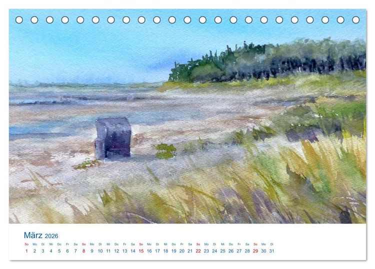 Produktbild: F&ouml;hr - Aquarelle (Tischkalender 2026 DIN A5 quer), CALVENDO Monatskalender
