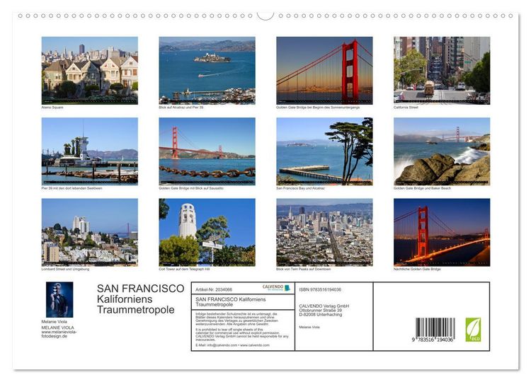 Produktbild: SAN FRANCISCO Kaliforniens Traummetropole (hochwertiger Premium Wandkalender 2026 DIN A2 quer), Kunstdruck in Hochglanz