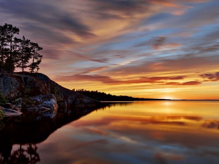 Produktbild: Abendstimmung in der Bucht Sieravuori des Sees Pyh&auml;j&auml;rvi (Puzzle)
