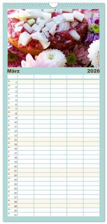 Produktbild: Familienplaner 2026 - Mettkalender - Spread some more Mett mit 5 Spalten (Wandkalender, 21 x 45 cm) CALVENDO