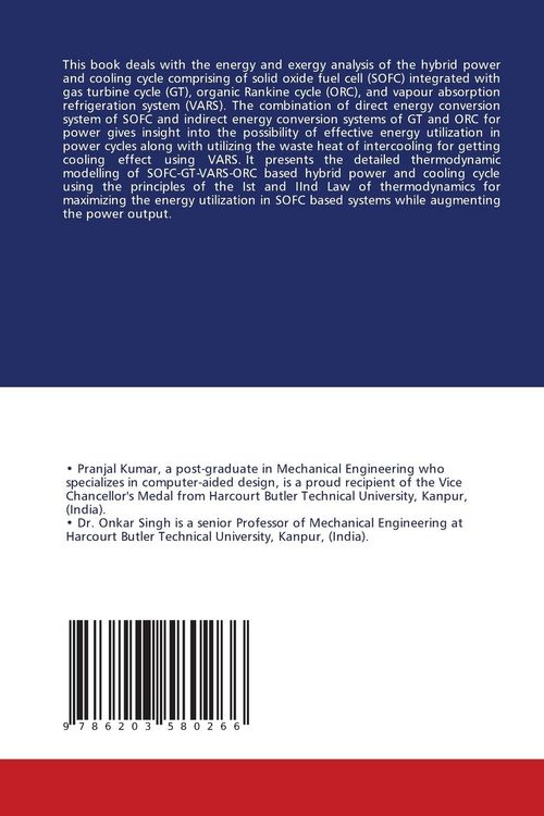 Produktbild: Energy-Exergy Analysis of SOFC based hybrid power and cooling cycle