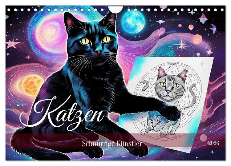 Produktbild: Katzen Schnurrige K&uuml;nstler (Wandkalender 2026 DIN A4 quer), CALVENDO Monatskalender