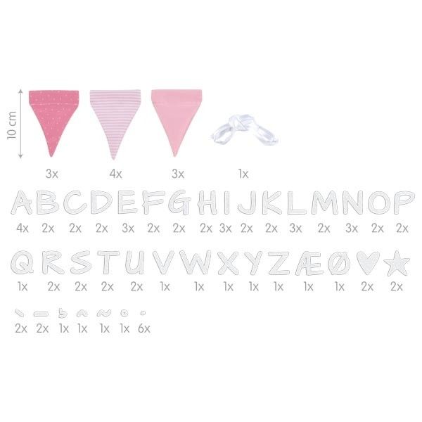 Produktbild: Buchstabenwimpelkette rosa, mit 10 Wimpeln