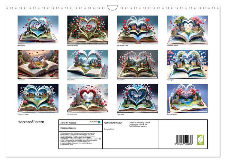Produktbild: Herzensfl&uuml;stern (Wandkalender 2026 DIN A3 quer), CALVENDO Monatskalender