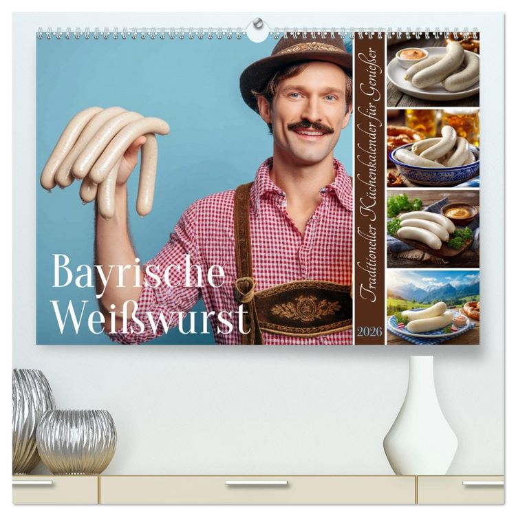 Produktbild: Bayrische Wei&szlig;wurst - Traditioneller K&uuml;chenkalender f&uuml;r Genie&szlig;er (hochwertiger Premium Wandkalender 2026 DIN A2 quer), Kunstdruck in Hochglanz
