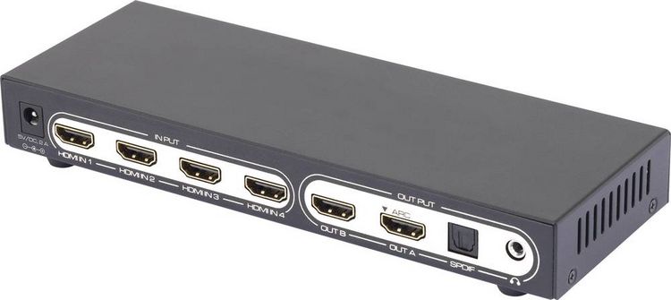 Produktbild: SpeaKa Professional 6 Port HDMI-Matrix-Switch mit Picture in Picture-Funktion, mit Fernbedienung UHD 4K @ 60 Hz