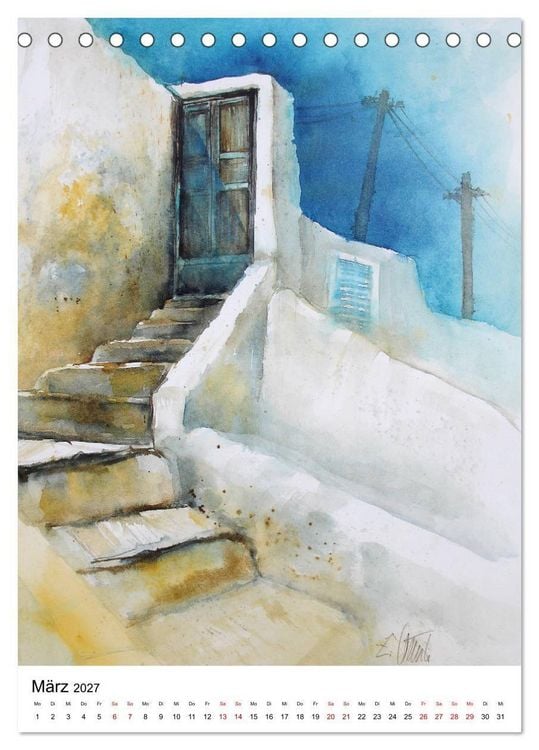 Produktbild: Aquarelle in Hochform (Tischkalender 2027 DIN A5 hoch), CALVENDO Monatskalender