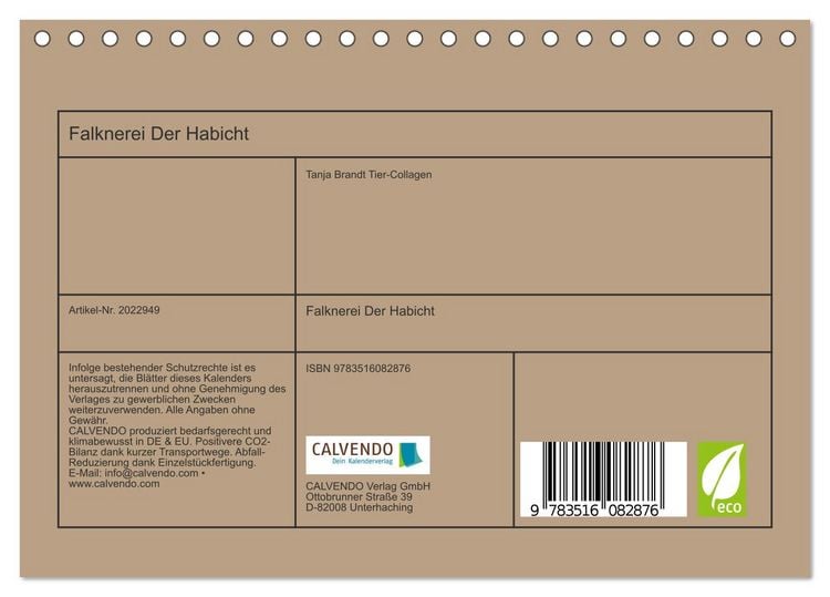 Produktbild: Falknerei Der Habicht (Tischkalender 2026 DIN A5 quer), CALVENDO Monatskalender