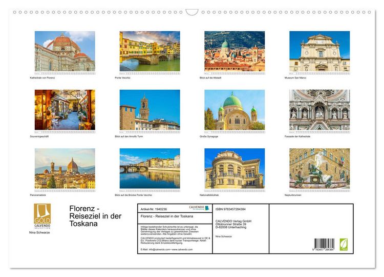 Produktbild: Florenz - Reiseziel in der Toskana (Wandkalender 2026 DIN A2 quer), CALVENDO Monatskalender