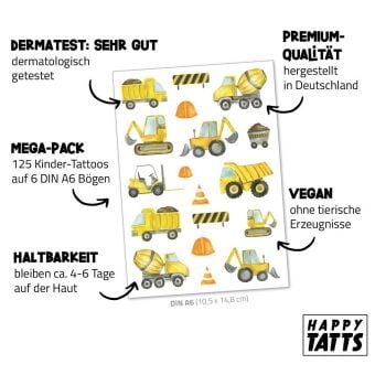 Produktbild: Happy Tatts, Kinder-Tattoos 'Mix' (125 Stk.)