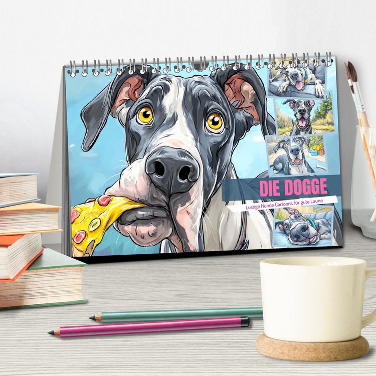 Produktbild: Die Dogge. Lustige Hunde Cartoons f&uuml;r gute Laune (Tischkalender 2026 DIN A5 quer), CALVENDO Monatskalender