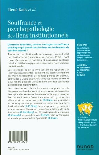 Produktbild: Souffrance et psychopathologie des liens institutionnels