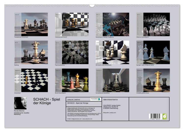 Produktbild: SCHACH - Spiel der K&ouml;nige (Wandkalender 2026 DIN A2 quer), CALVENDO Monatskalender
