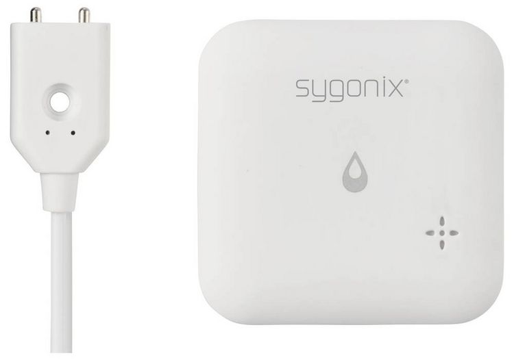 Produktbild: Sygonix SY-6735646 Wassermelder mit App-Steuerung, mit internem Sensor, mit externem Sensor batteriebetrieben