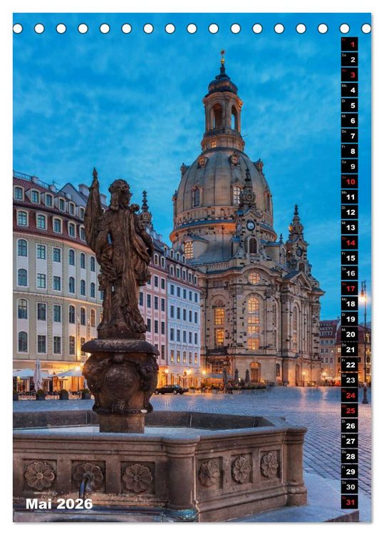 Produktbild: Dresden bei Nacht (Tischkalender 2026 DIN A5 hoch), CALVENDO Monatskalender