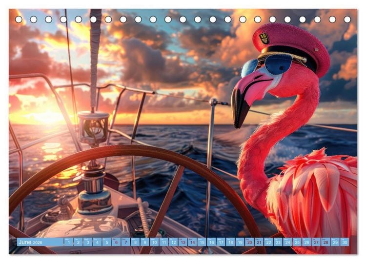 Produktbild: Funny animals as a captain on a boat (Desk Calendar 2026 DIN A5 landscape), CALVENDO 12 Month DeskCalendar