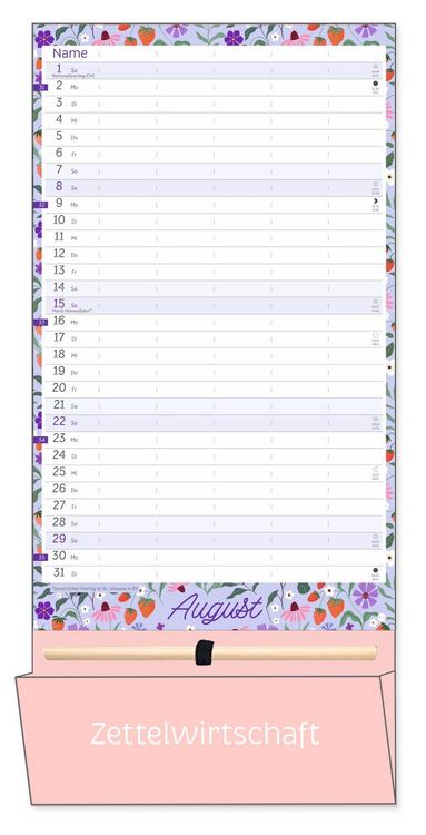 Produktbild: Deko-Familienplaner mit Tasche Flower Time 2027