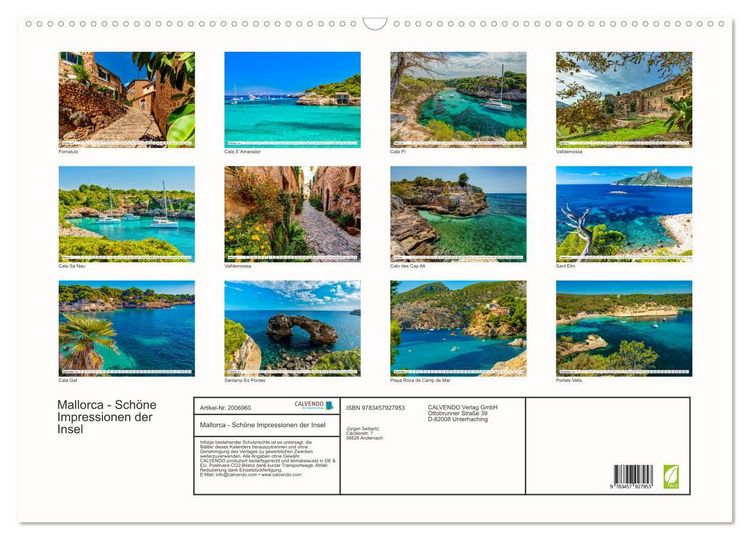 Produktbild: Mallorca - Sch&ouml;ne Impressionen der Insel (Wandkalender 2026 DIN A2 quer), CALVENDO Monatskalender