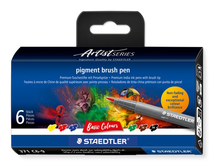Produktbild: Pinselmaler pigment brush 371 Fasermaler mit Pinselspitze