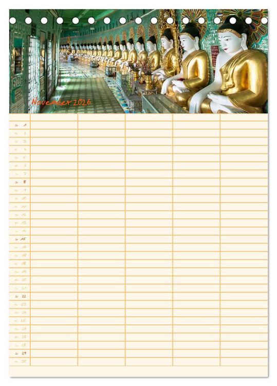 Produktbild: EXOTISCHES S&Uuml;DOSTASIEN - Familienplaner 2026 (Tischkalender 2026 DIN A5 hoch), CALVENDO Monatskalender