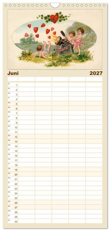 Produktbild: Familienplaner 2027 - Liebesboten mit 5 Spalten (Wandkalender, 21 x 45 cm) CALVENDO