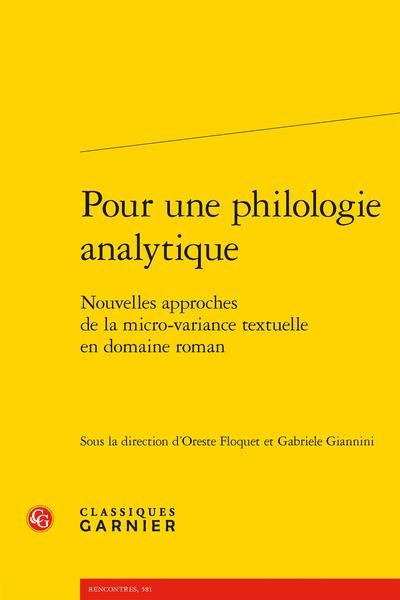Produktbild: Pour une philologie analytique: Nouvelles approches de la micro-