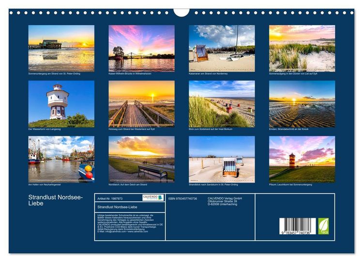 Produktbild: Strandlust Nordsee-Liebe (Wandkalender 2026 DIN A3 quer), CALVENDO Monatskalender