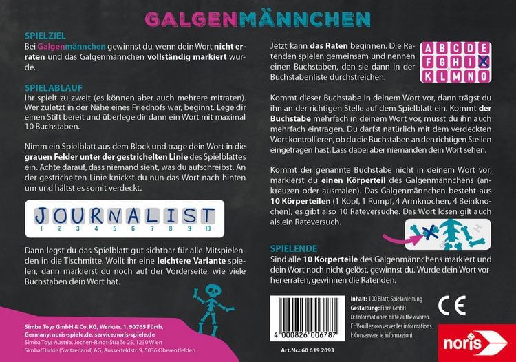 Produktbild: Galgenm&auml;nnchen - Spielblock