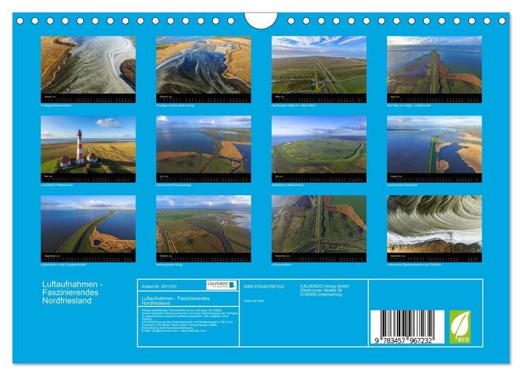 Produktbild: Luftaufnahmen - Faszinierendes Nordfriesland (Wandkalender 2026 DIN A4 quer), CALVENDO Monatskalender