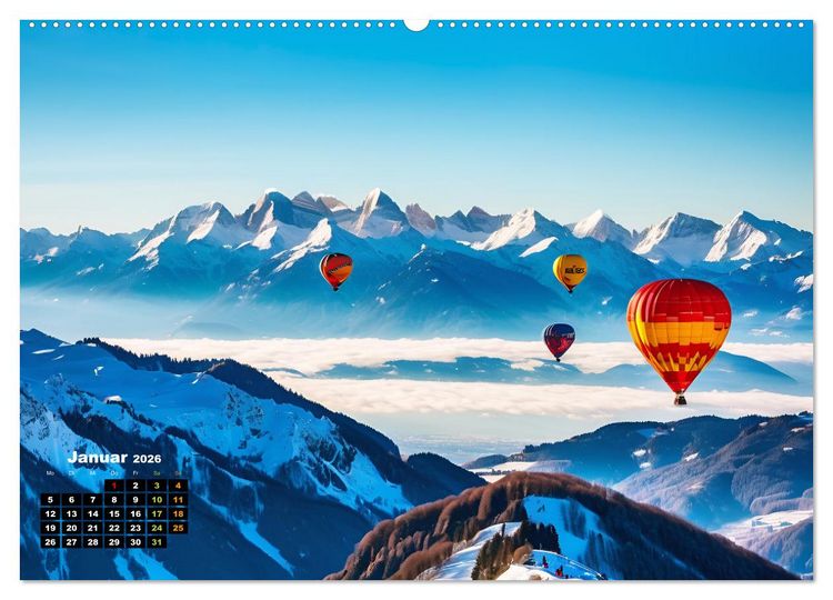 Produktbild: Freiheit in den L&uuml;ften . Mit dem Hei&szlig;luftballon unterwegs (Wandkalender 2026 DIN A2 quer), CALVENDO Monatskalender