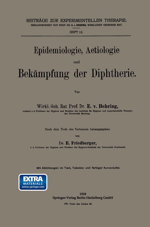 Produktbild: Epidemiologie, Aetiologie und Bek&auml;mpfung der Diphtherie