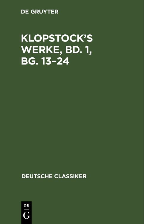 Produktbild: Klopstock&rsquo;s Werke, Bd. 1, Bg. 13&ndash;24