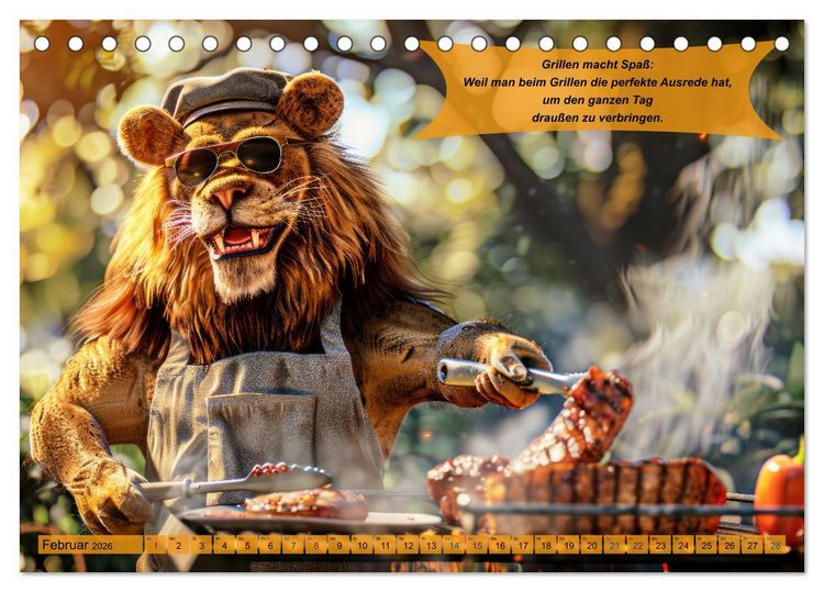 Produktbild: Tierisch lustige Grillmeister (Tischkalender 2026 DIN A5 quer), CALVENDO Monatskalender