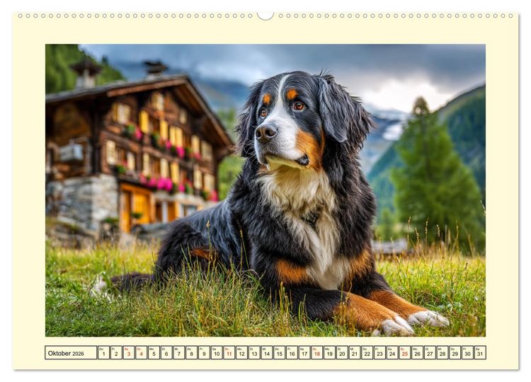 Produktbild: Berner Sennenhund. Sanfte Seelen zwischen Alpengl&uuml;ck und Abenteuerlust (hochwertiger Premium Wandkalender 2026 DIN A2 quer), Kunstdruck in Hochglanz