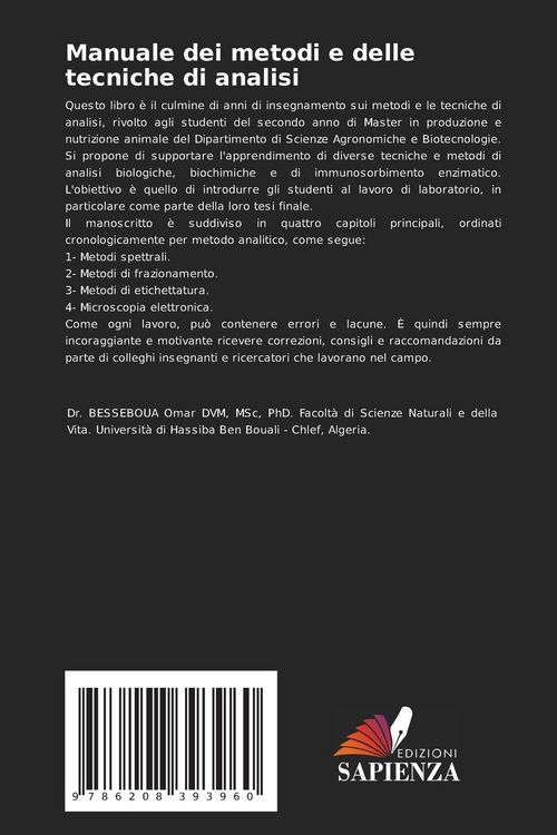 Produktbild: Manuale dei metodi e delle tecniche di analisi