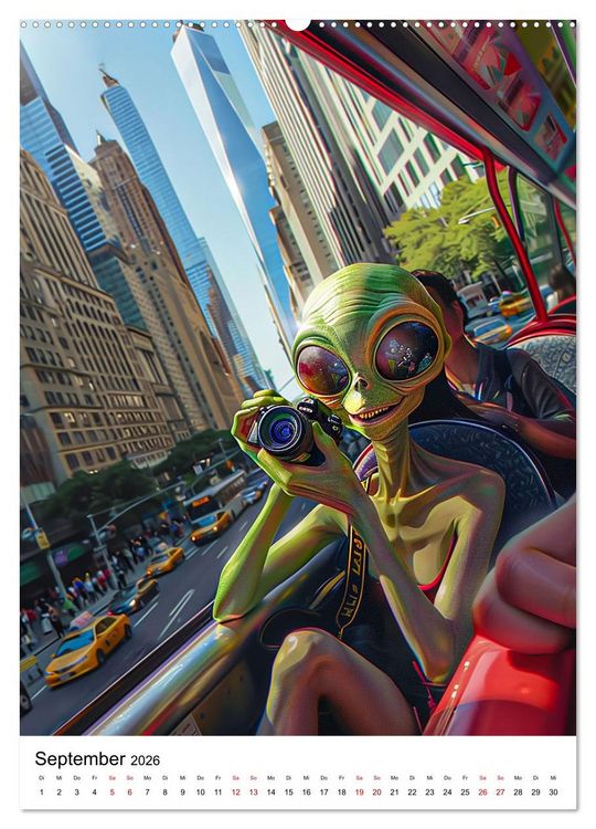 Produktbild: Aliens im Urlaub (Wandkalender 2026 DIN A2 hoch), CALVENDO Monatskalender