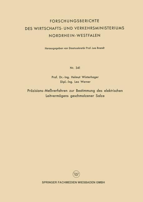 Produktbild: Pr&auml;zisions-Me&szlig;verfahren zur Bestimmung des elektrischen Leitverm&ouml;gens geschmolzener Salze