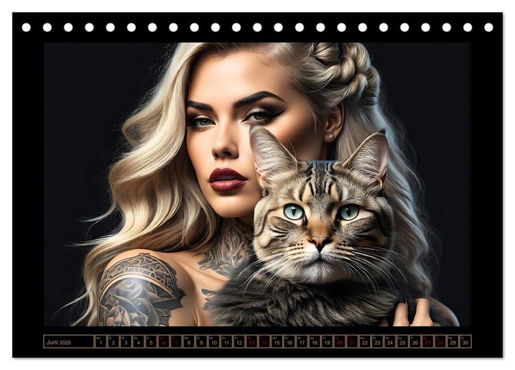 Produktbild: Geheimnisvolle Katzenfrauen (Tischkalender 2026 DIN A5 quer), CALVENDO Monatskalender