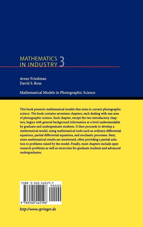 Produktbild: Mathematical Models in Photographic Science