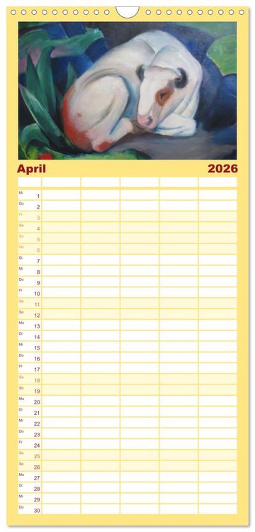 Produktbild: Familienplaner 2026 - Expressionistische Tierwelten mit 5 Spalten (Wandkalender, 21 x 45 cm) CALVENDO