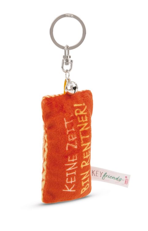 Produktbild: Schl&uuml;sselanh&auml;nger Mini Pl&uuml;schkissen Keine Zeit, bin Rentner! m. Gl&ouml;ckchen