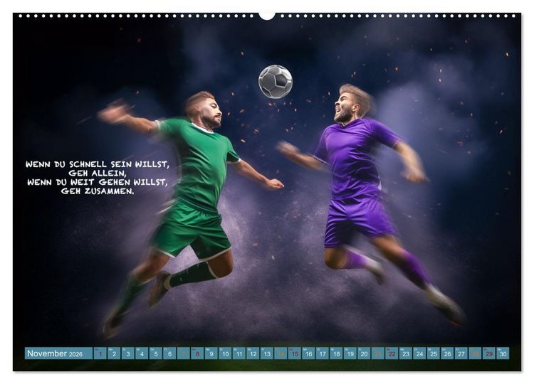 Produktbild: Fu&szlig;ball und tolle Spr&uuml;che (hochwertiger Premium Wandkalender 2026 DIN A2 quer), Kunstdruck in Hochglanz