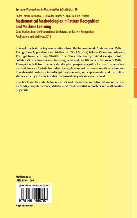 Produktbild: Mathematical Methodologies in Pattern Recognition and Machine Learning
