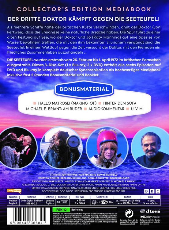 Produktbild: Doctor Who: Der Dritte Doktor - Die Seeteufel - Mediabook Edition (DVD & Blu-ray Combo) LTD.