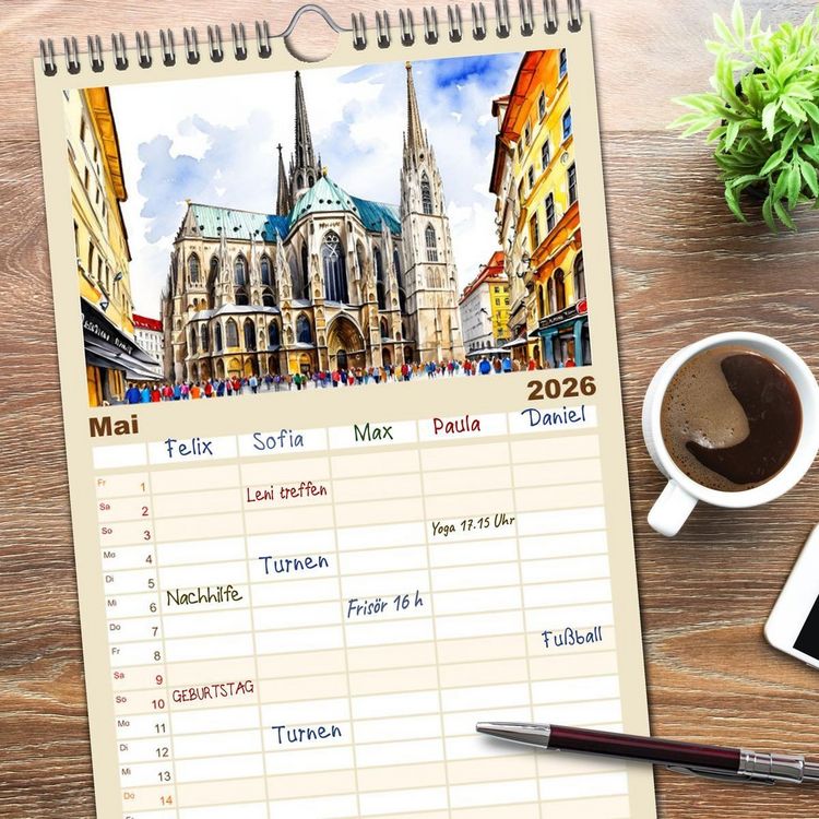 Produktbild: Familienplaner 2026 - &Ouml;sterreich - Idylle in den Alpen mit 5 Spalten (Wandkalender, 21 x 45 cm) CALVENDO