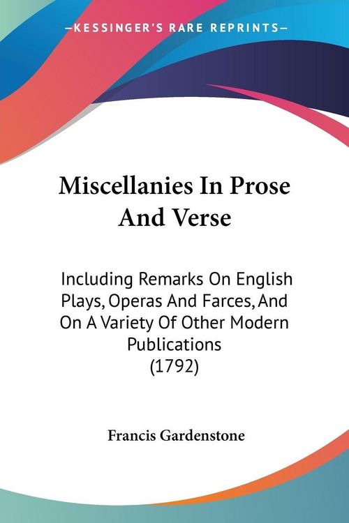 Produktbild: Miscellanies In Prose And Verse