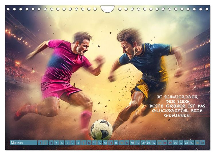 Produktbild: Fu&szlig;ball und tolle Spr&uuml;che (Wandkalender 2026 DIN A4 quer), CALVENDO Monatskalender