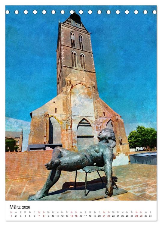 Produktbild: Hansestadt Wismar - Aquarellansichten der Perle des Nordens (Tischkalender 2026 DIN A5 hoch), CALVENDO Monatskalender