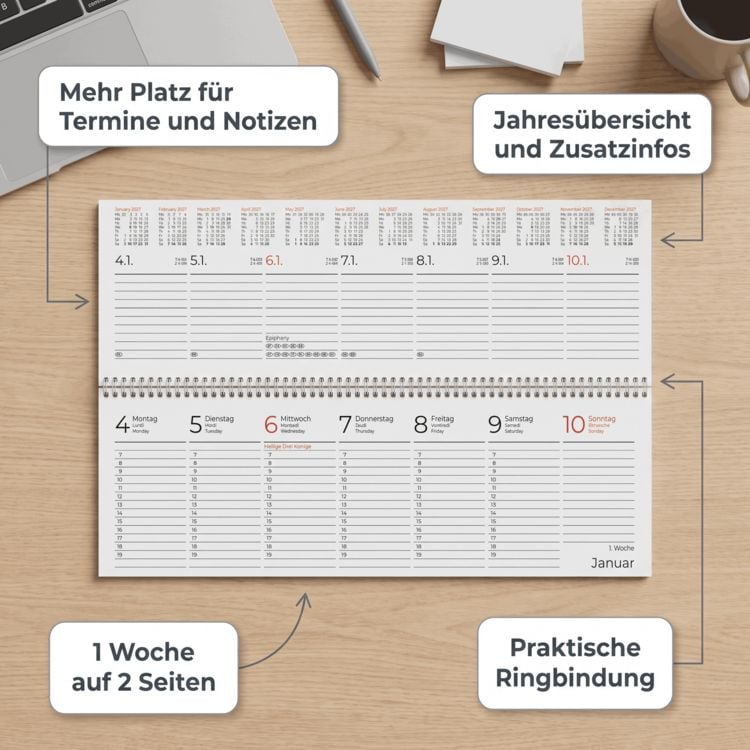 Produktbild: Tischkalender Expert blau 2027